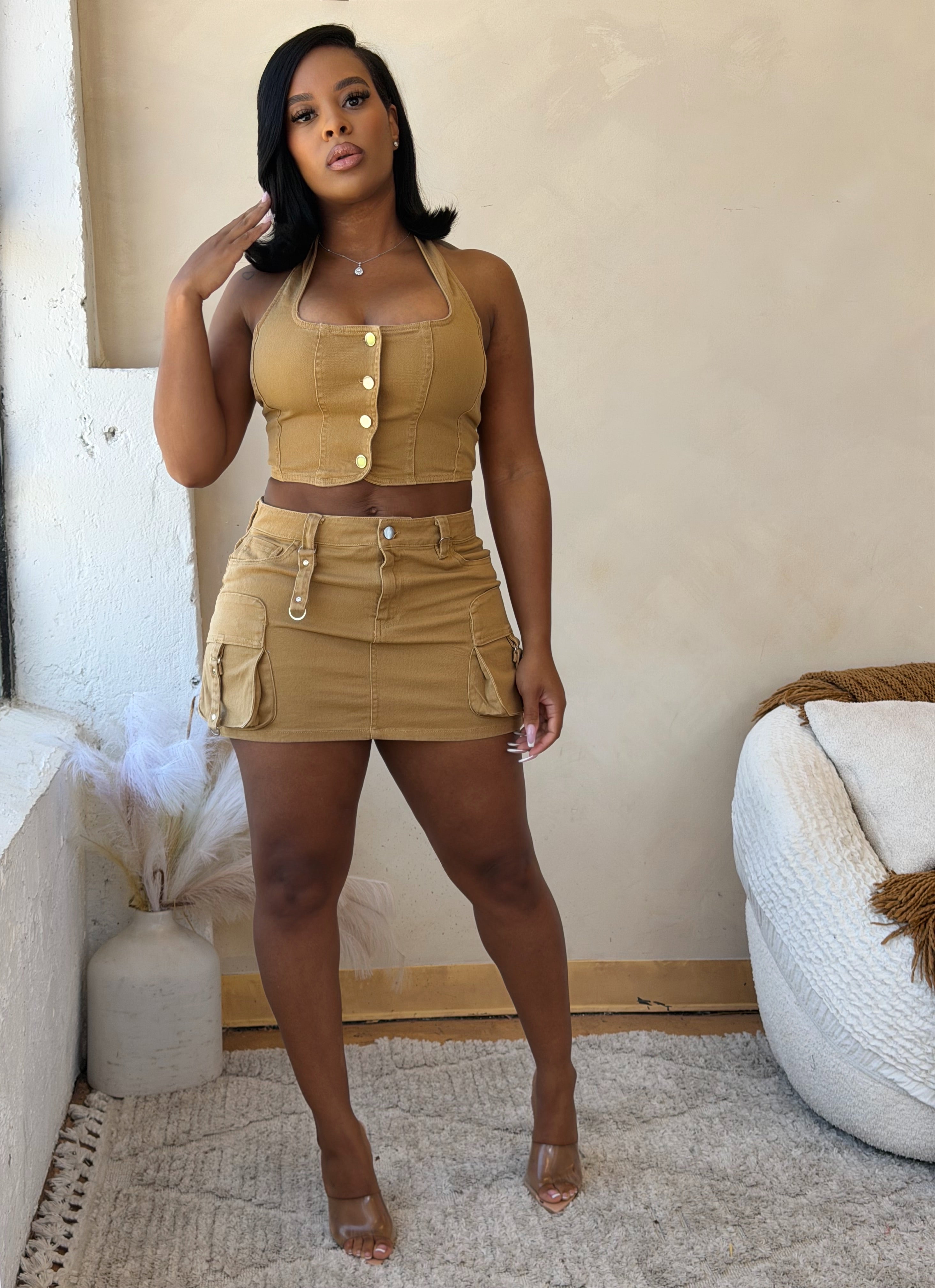 Celine Cargo Mini Skirt Set